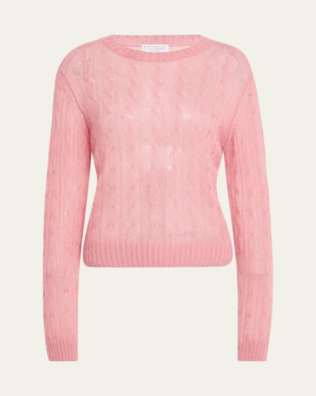 Mohair Cable Crewneck Sweater